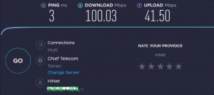 沒有連接VPN時的正常速度