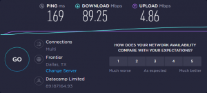 連接美國VPN時的速度