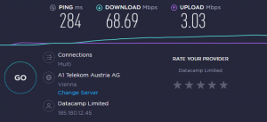 連接歐洲VPN時的速度