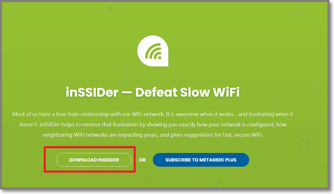 到MetaGeek官方網站，點擊Download inSSIDer。