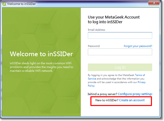 登入inSSIDer帳號密碼